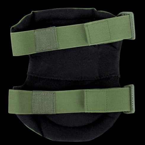 The Condor Knee Pads 2 are black with two adjustable green straps and hook-and-loop fasteners, shown from the back on a white background.